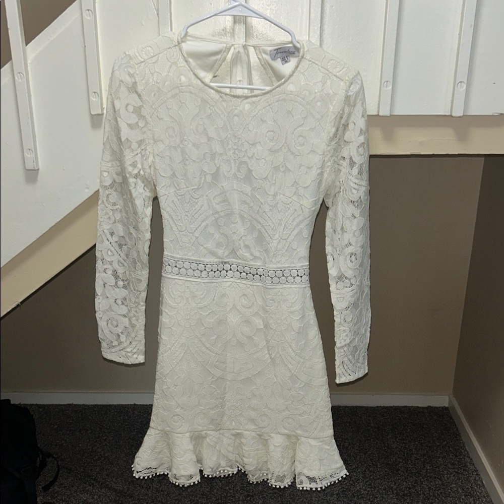 Elegant White Lace Halter Dress